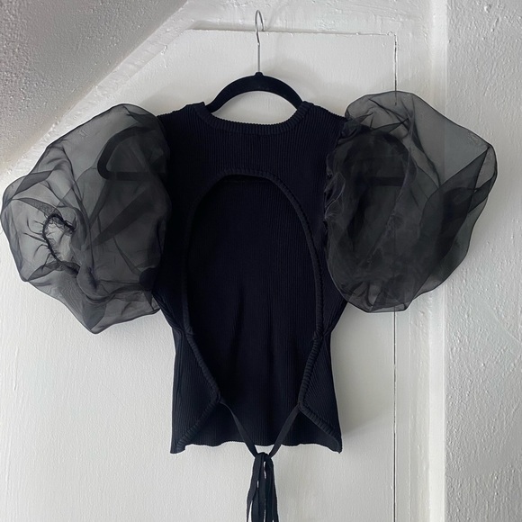 ASTR The Label Avery Organza Puffed Sleeve Open Back Top - Picture 5 of 8